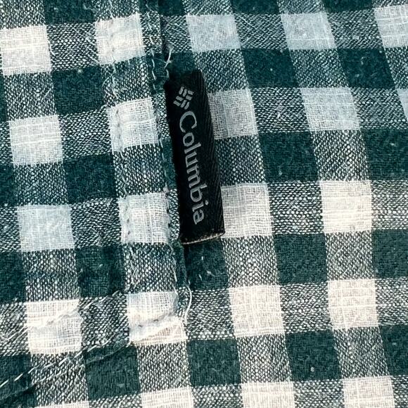 Columbia Men's Short Sleeve Button Up Shirt XXL Green White Check Gingham Plaid - Picture 8 of 14